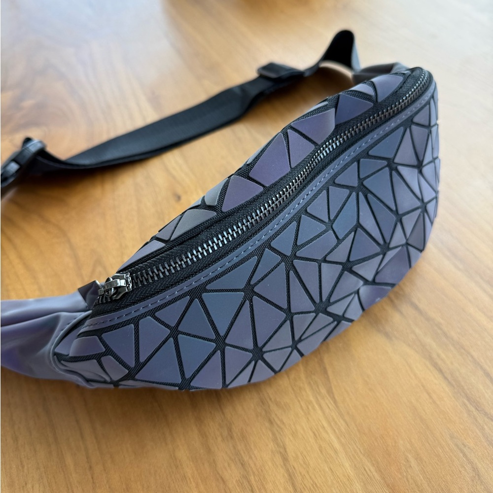 Geometric Purple Grey Fanny Pack Waist Bag